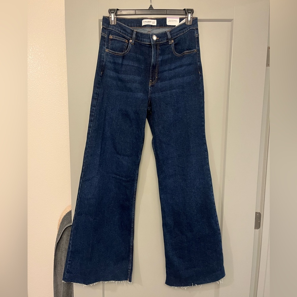 Pull&Bear Blue Flare Wide Leg Jeans